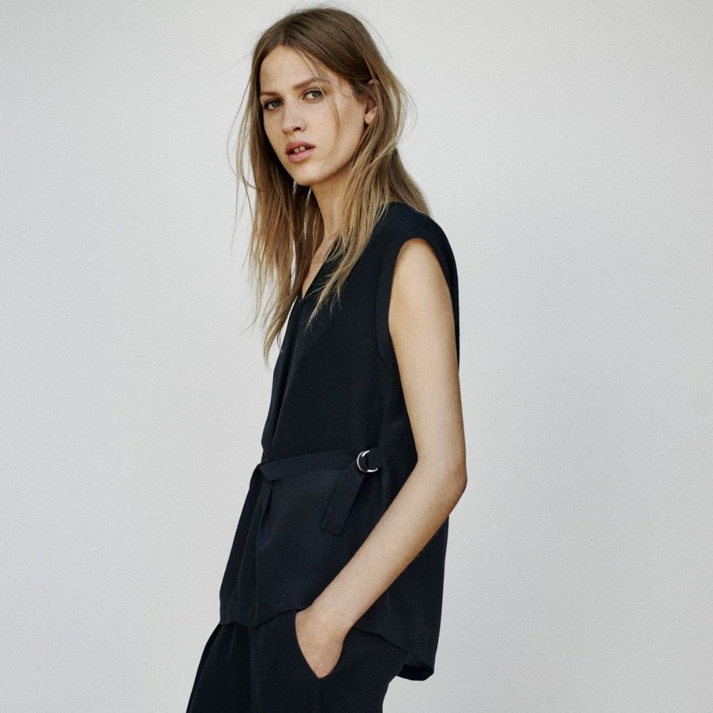 All Saints Silk Blend Black Blouse